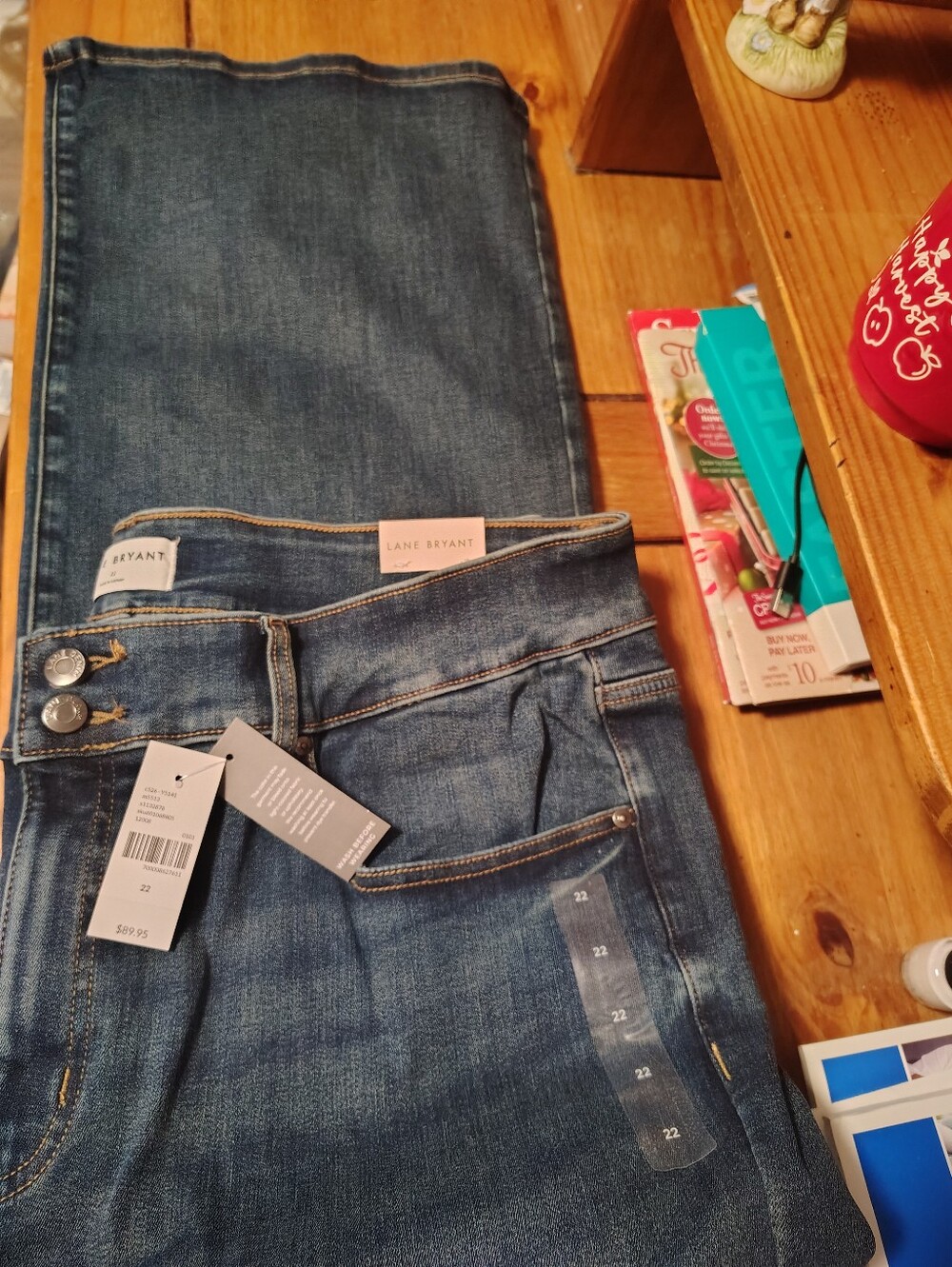 Lane Bryant Dark Blue Straight Leg Jeans with Double Button Waist